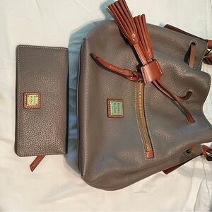 Dooney & Bourke Taupe Leather Bag and Wallet